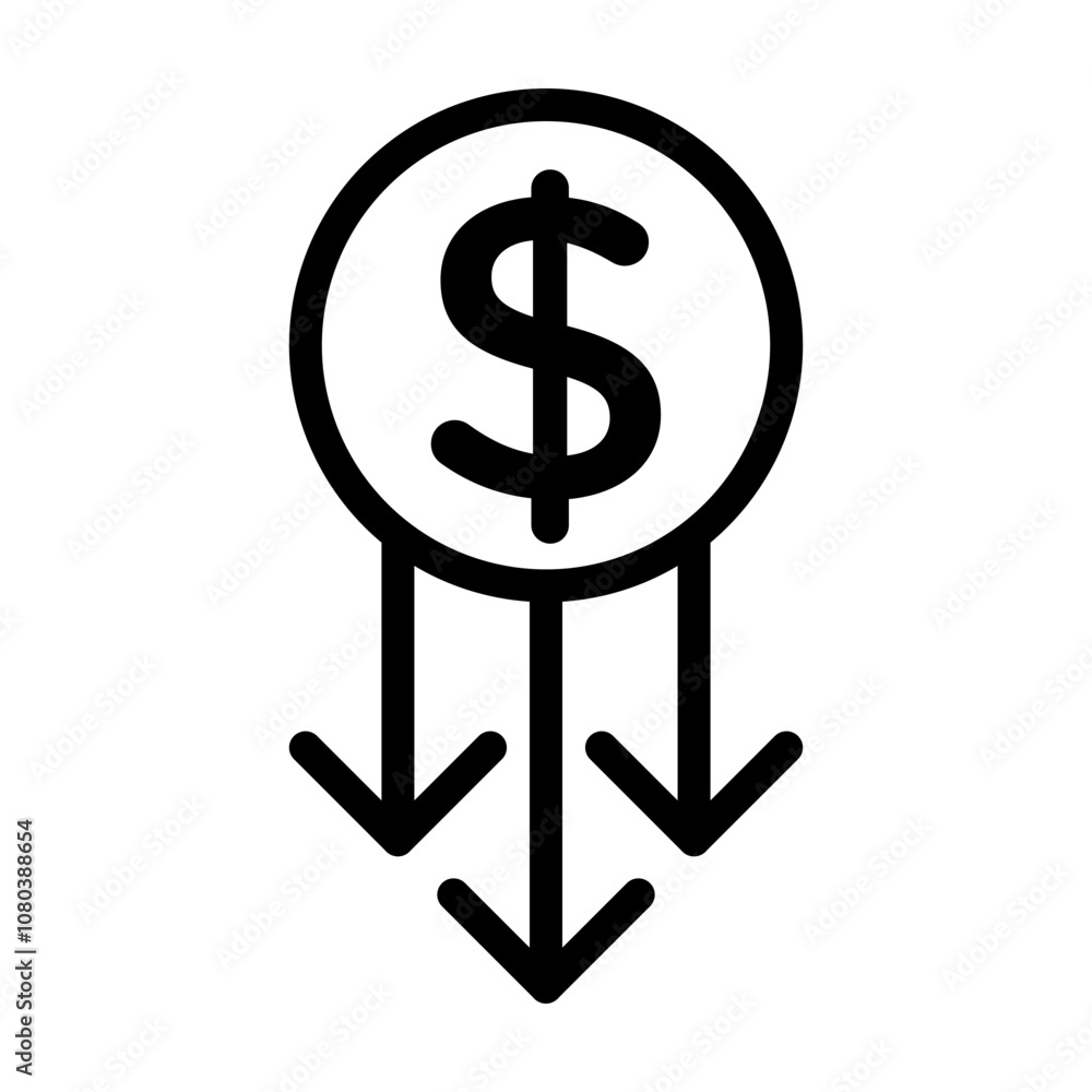 Cost reduction icon linear logo mark in black and white Cost reduction icon linear logo mark in black and white