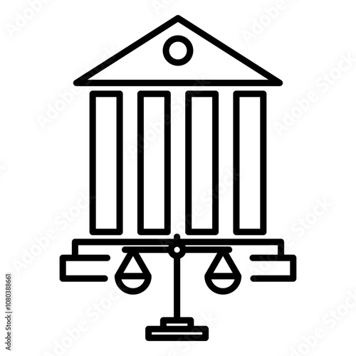 Court judgement icon linear logo mark in black and white