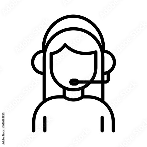 customer support icon linear logo mark in black and white