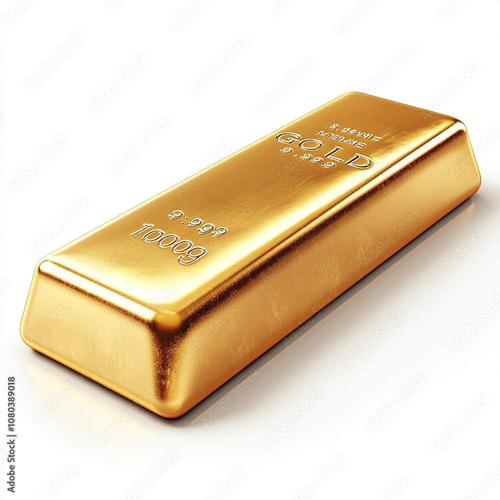 A single gold bar, isolated on a white background.