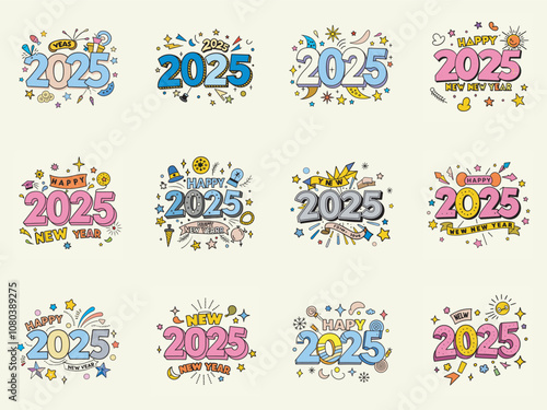 UnCollection of playful and colorful 2025 New Year designs.