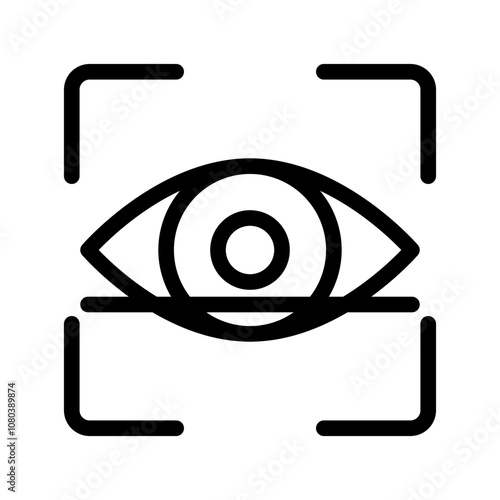 Eye scanner icon linear logo mark in black and white