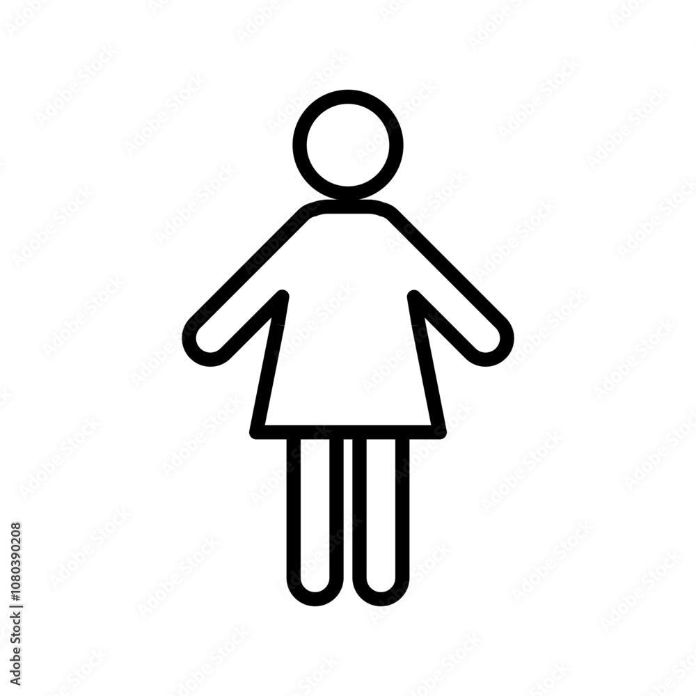 Female icon linear logo mark in black and white Female icon linear logo mark in black and white