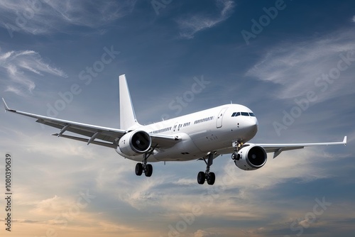 High Detailed White Airliner Taking Off Isolated for Transport and Travel