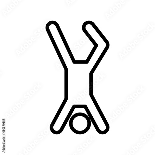 handstand exercise icon linear logo mark in black and white