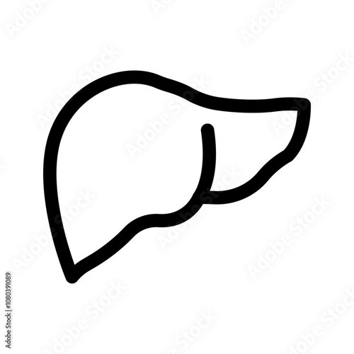 Human liver icon linear logo mark in black and white