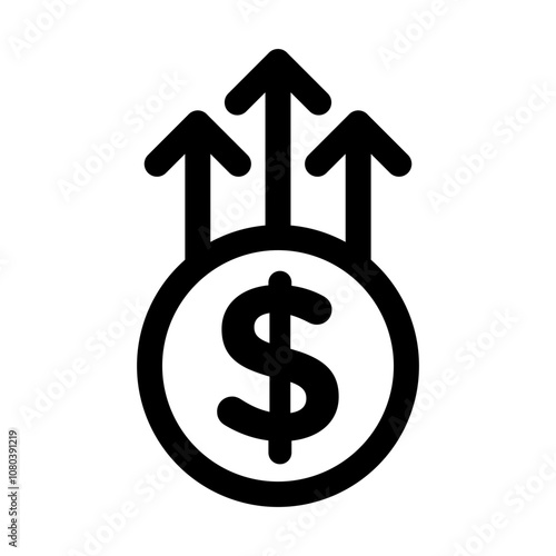 Increase money icon linear logo mark in black and white