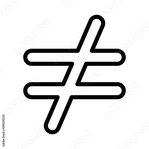 Inequality icon linear logo mark in black and white