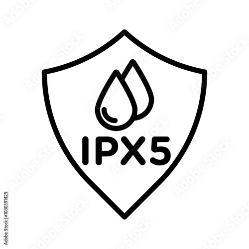 Ipx5 waterproof icon linear logo mark in black and white