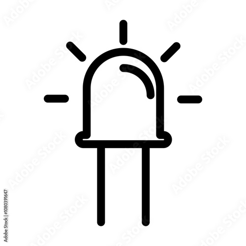 Led light bulb icon linear logo mark in black and white