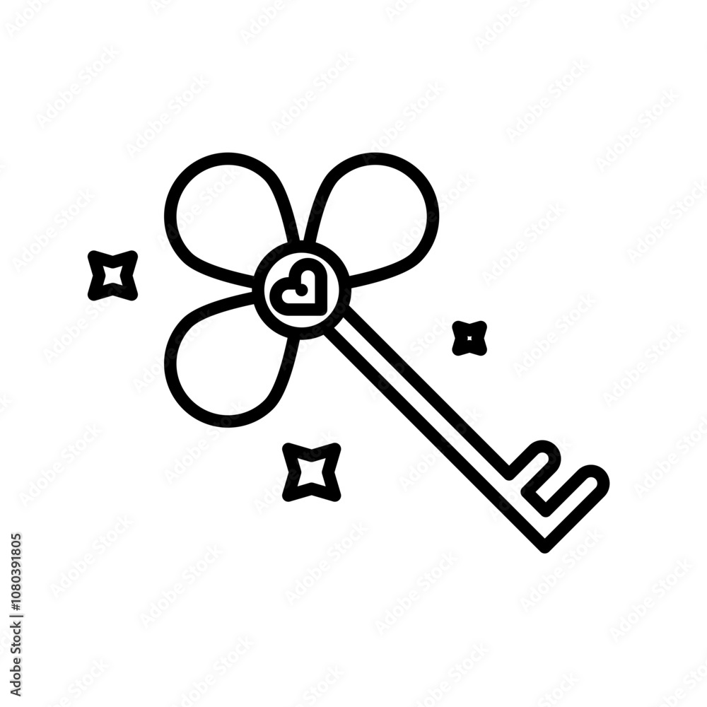 Magic Key icon linear logo mark in black and white Magic Key icon linear logo mark in black and white