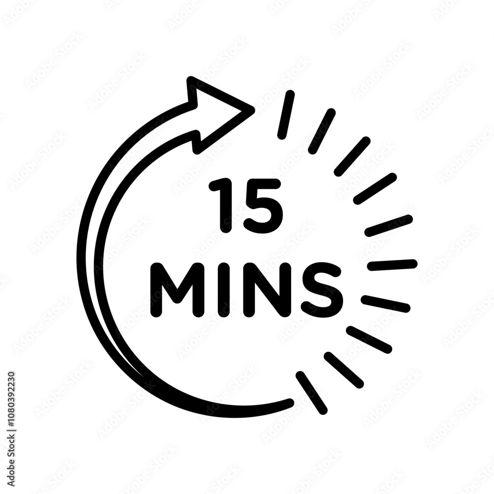 Minute timer icon linear logo mark in black and white Minute timer icon linear logo mark in black and white