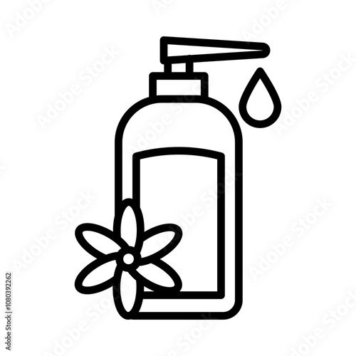 Moisturizing lotion bottle icon linear logo mark in black and white
