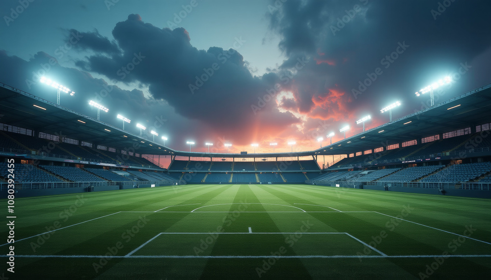 Empty Stadium at Sunset - Epic Sports Venue Empty Stadium at Sunset - Epic Sports Venue