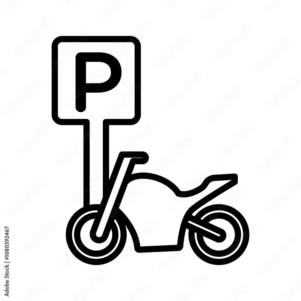 motorbike parking icon linear logo mark in black and white motorbike parking icon linear logo mark in black and white
