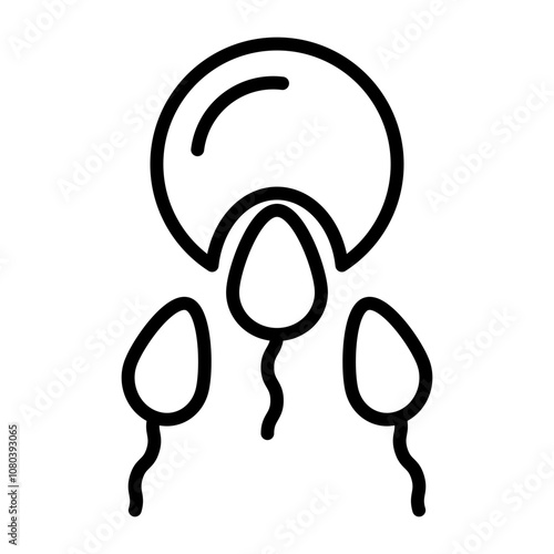 ovule being fertilized by sperm icon linear logo mark in black and white