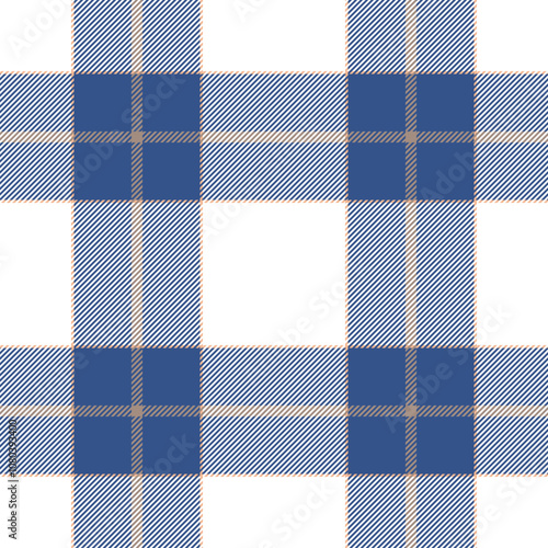 Plaid seamless pattern in blue. Check fabric texture. Vector textile print.