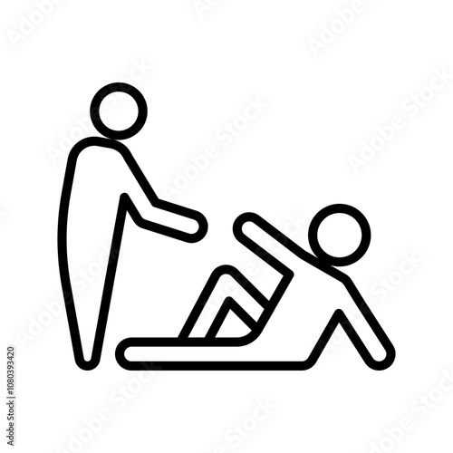 Person help someone icon linear logo mark in black and white