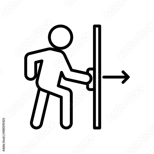 Person push the door icon linear logo mark in black and white