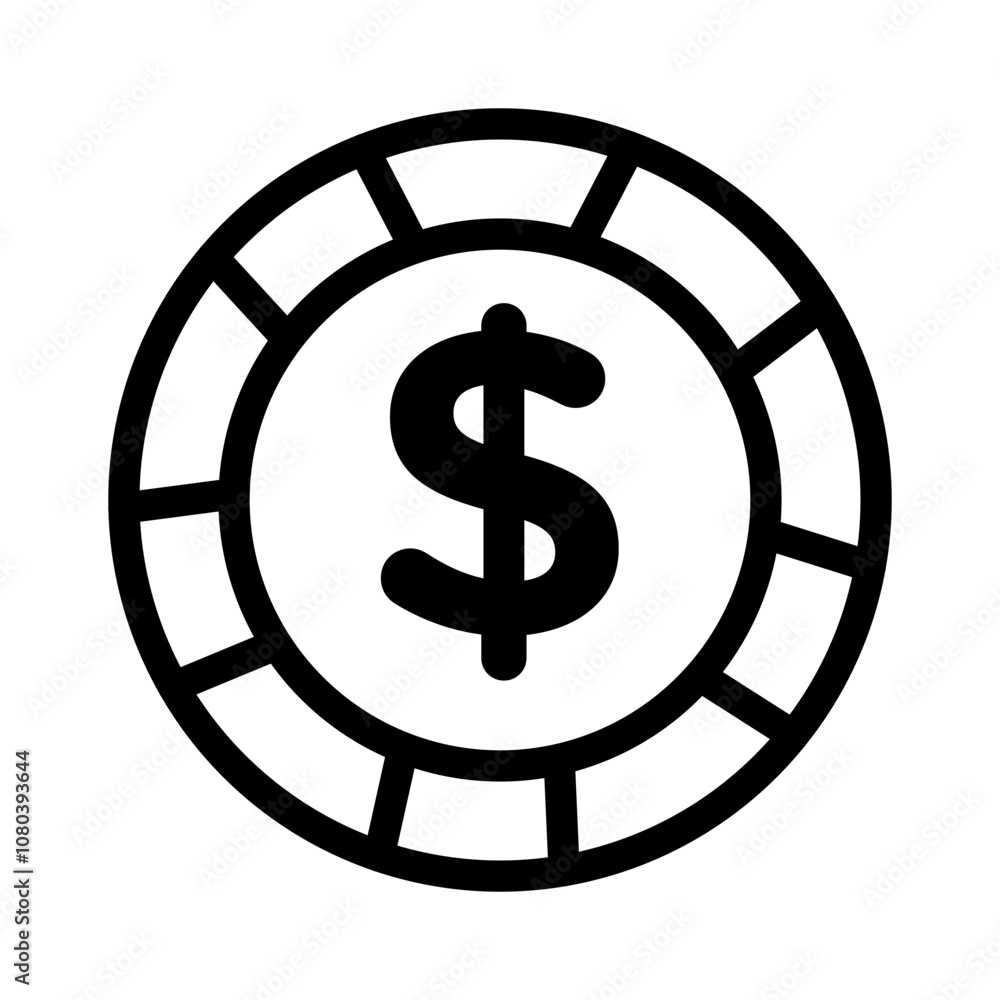 Poker chip icon linear logo mark in black and white Poker chip icon linear logo mark in black and white
