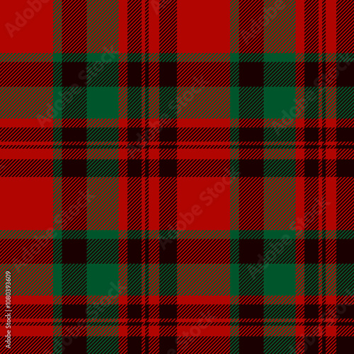 Plaid seamless pattern in red. Check fabric texture. Vector textile print.