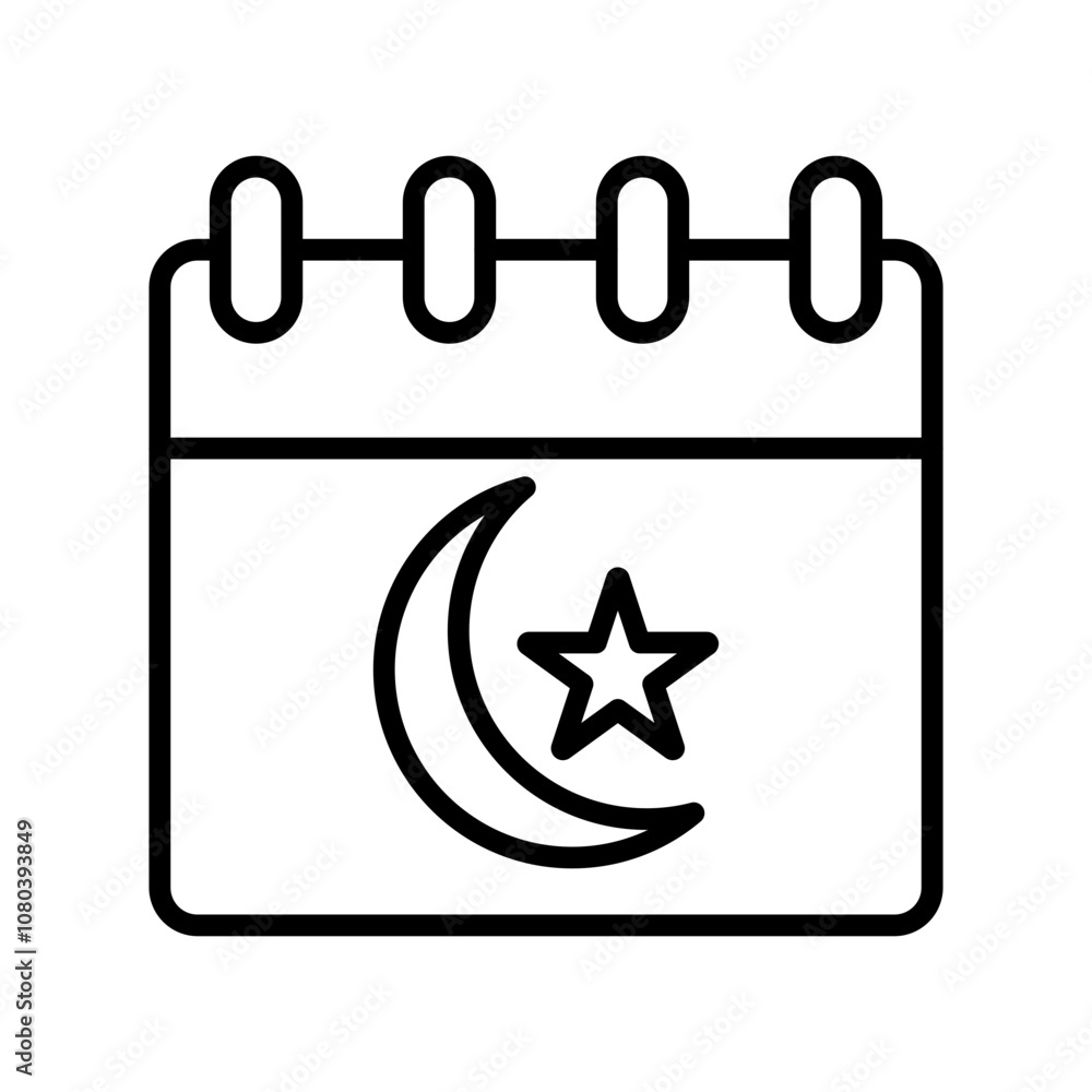 Ramadan Calendar Icon linear logo mark in black and white Ramadan Calendar Icon linear logo mark in black and white