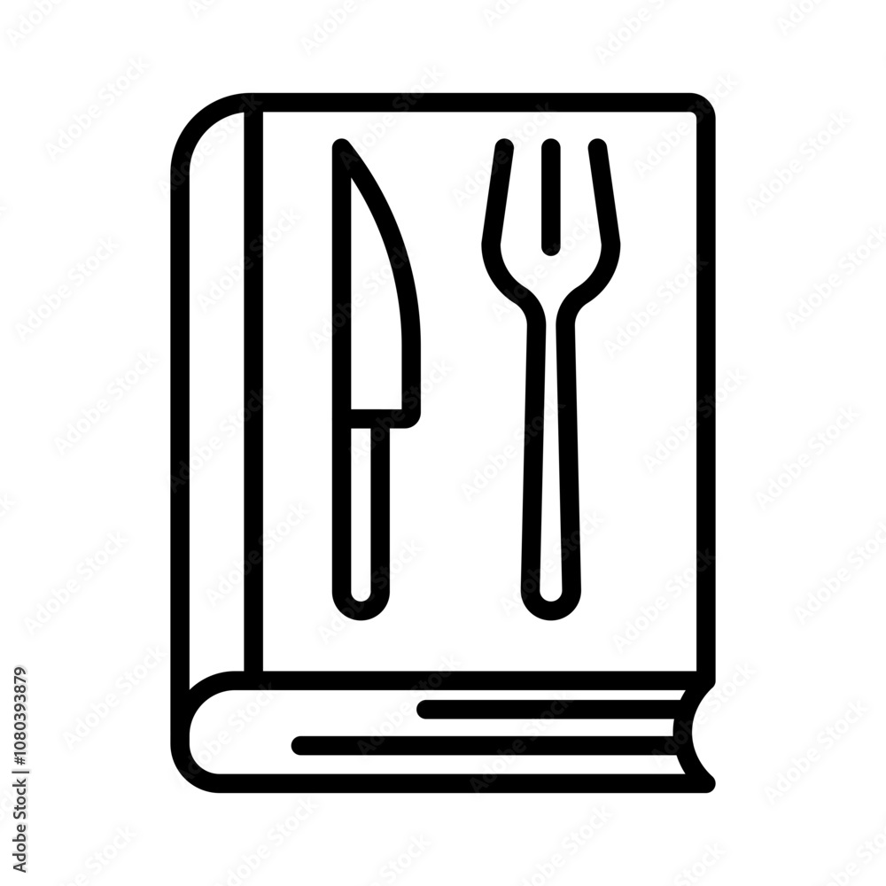 recipe book icon linear logo mark in black and white recipe book icon linear logo mark in black and white