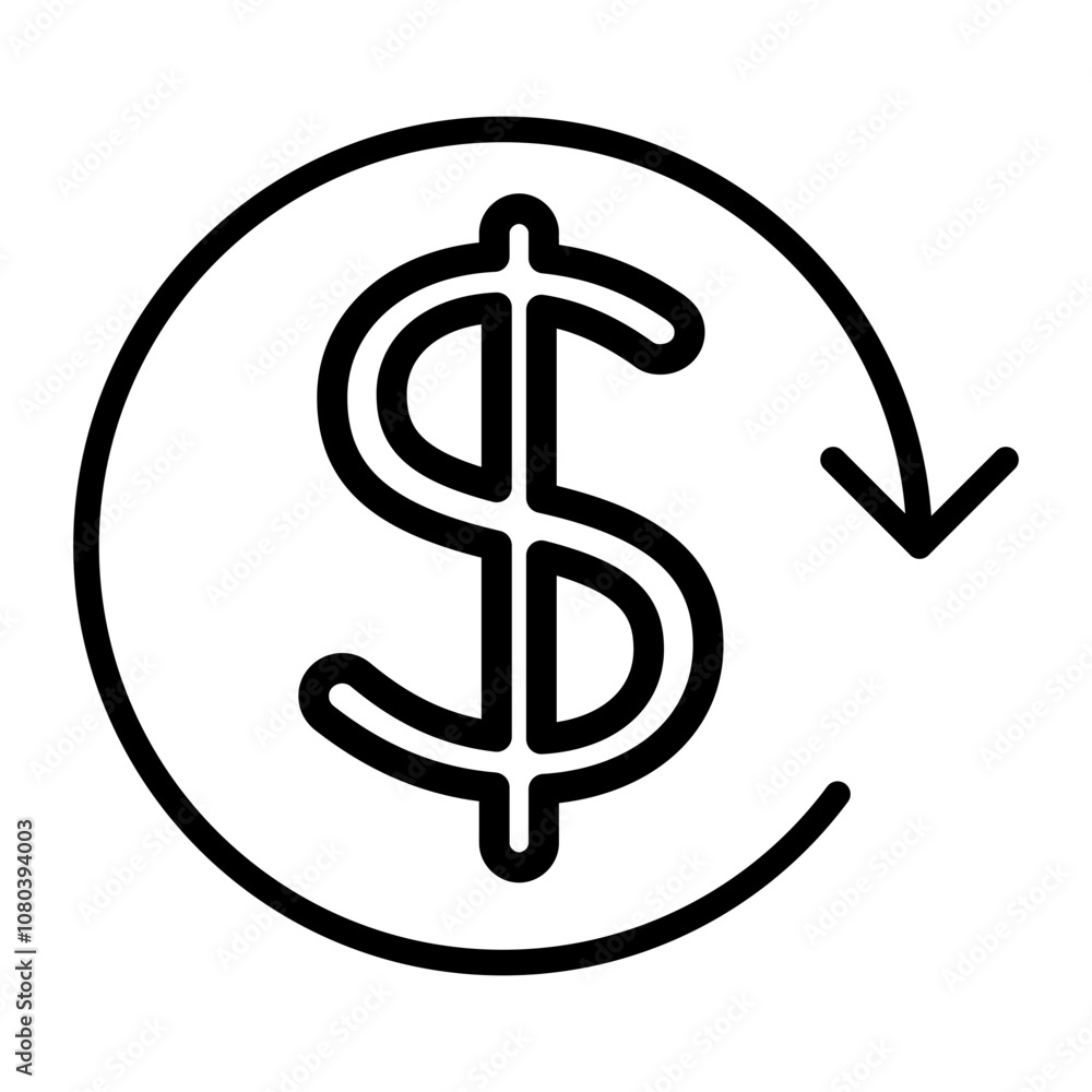 refund money icon linear logo mark in black and white refund money icon linear logo mark in black and white