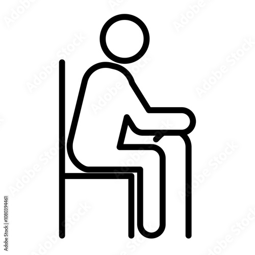 Seniors or old man sitting icon linear logo mark in black and white