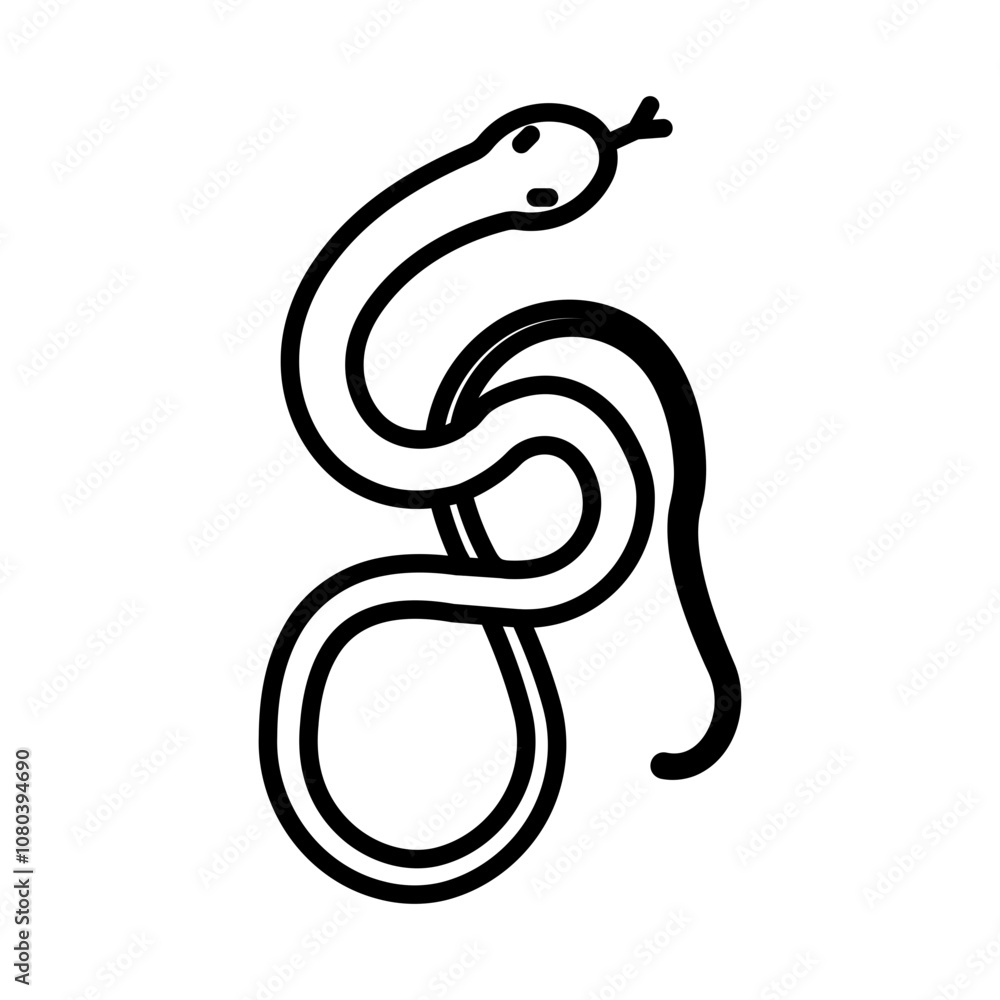 Obraz premium Snake icon linear logo mark in black and white