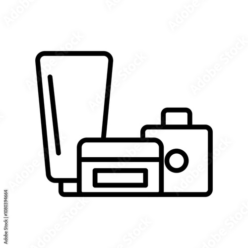 Skincare products icon linear logo mark in black and white