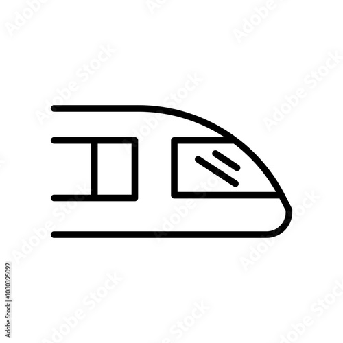 Subway high speed train icon linear logo mark in black and white