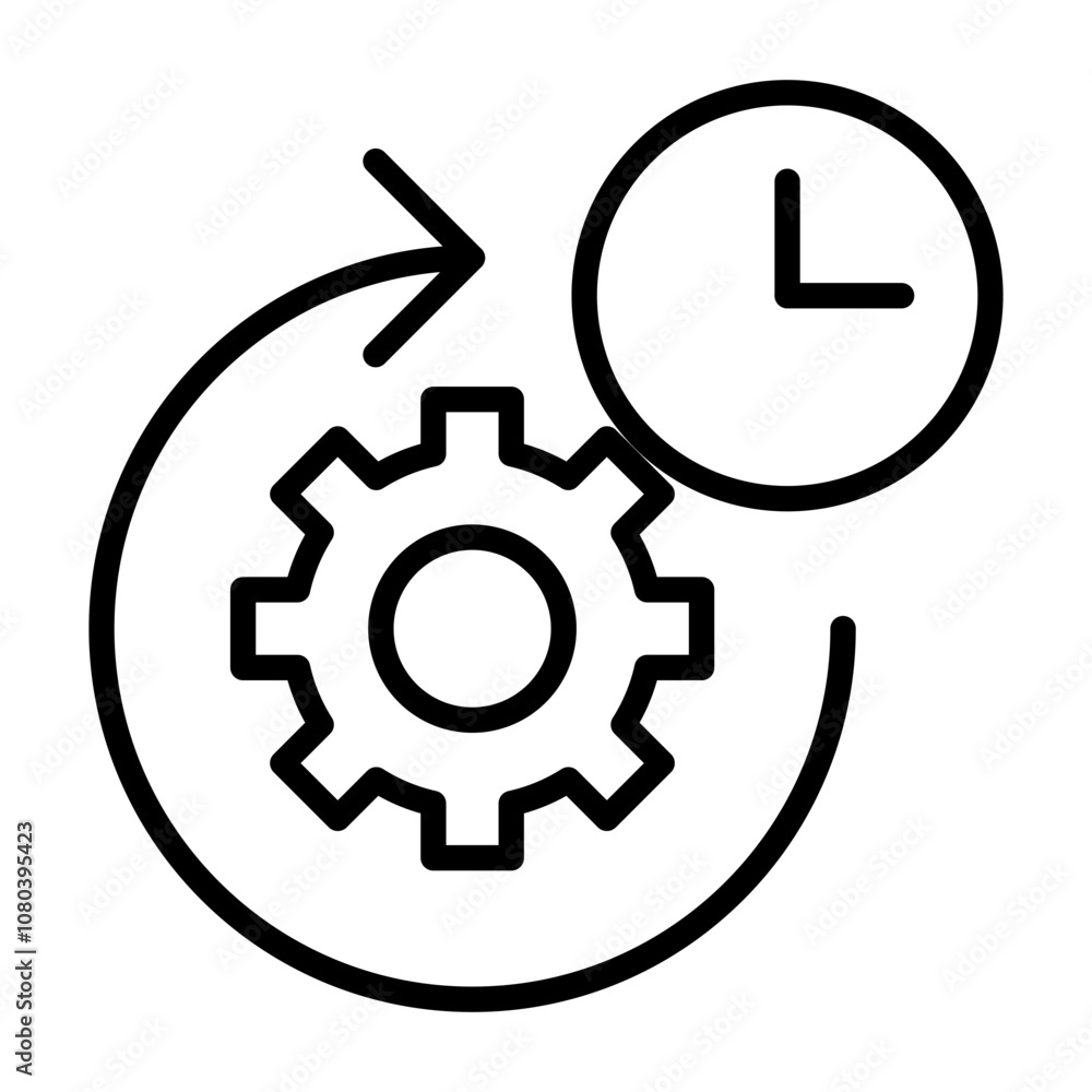 Time management icon linear logo mark in black and white Time management icon linear logo mark in black and white