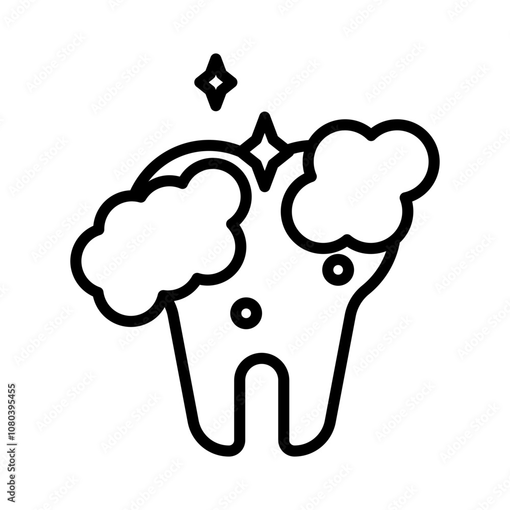 tooth cleaning icon linear logo mark in black and white tooth cleaning icon linear logo mark in black and white