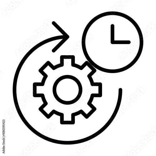 Time management icon linear logo mark in black and white