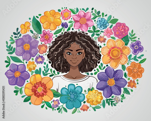 Floral Woman Portrait Illustration