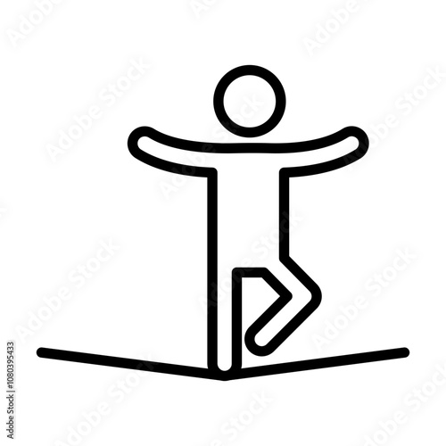 Tightrope walker icon linear logo mark in black and white