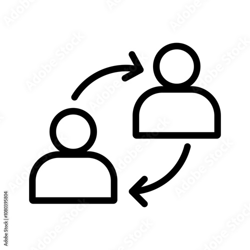 User switch icon linear logo mark in black and white