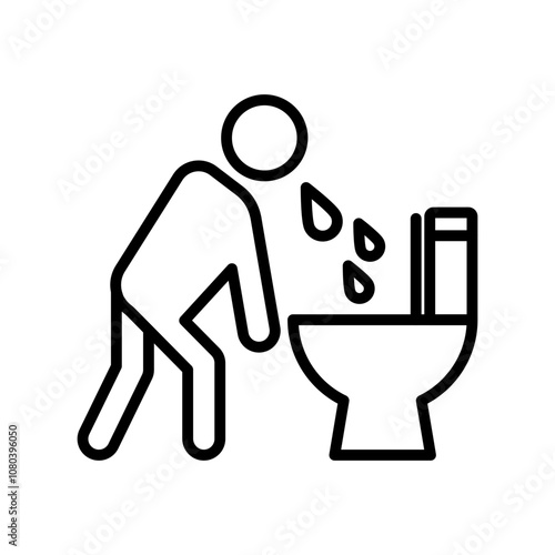 vomiting in bathroom icon linear logo mark in black and white