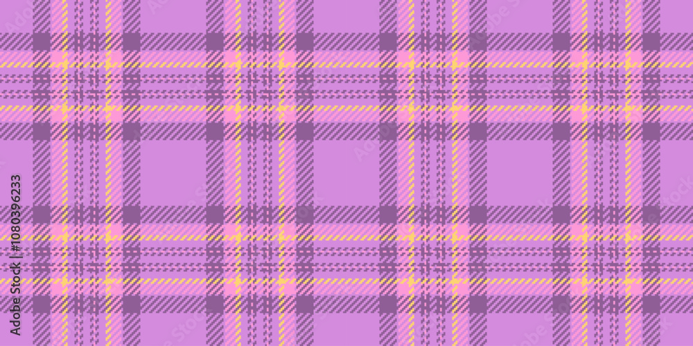 Costume vector textile texture, website plaid tartan seamless. Furniture background fabric check pattern in purple and pink colors.