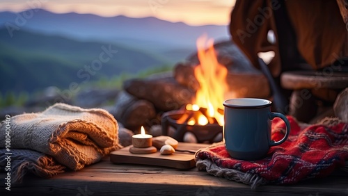 cup of hot coffee in winter