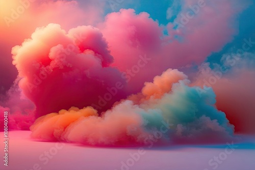 Vibrant 3D Composition of Diffusing Fog Radiating Glowing Tones