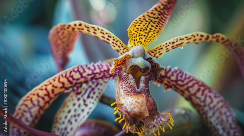 Exotic Bulbophyllum Orchid with Unique Patterns photo