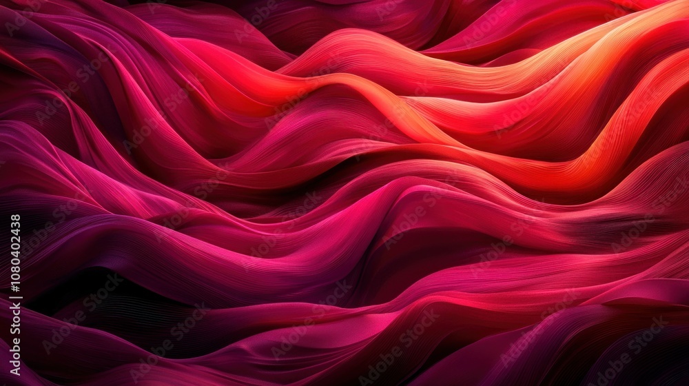 Obraz premium Abstract waves of red and pink flowing in a smooth