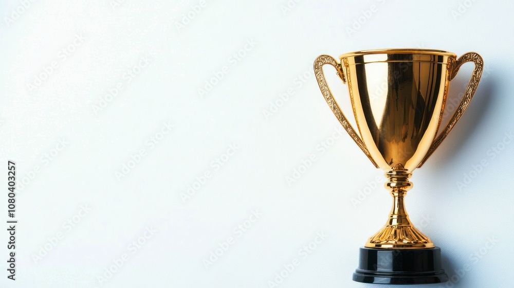 Golden trophy isolated on a white background, symbolizing achievement and success. Golden trophy isolated on a white background, symbolizing achievement and success.