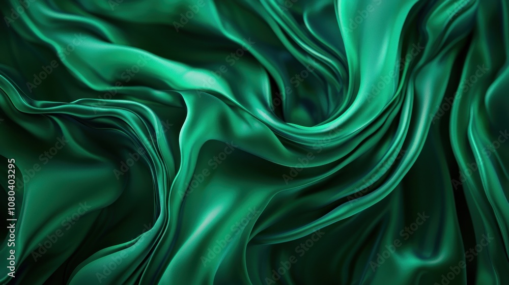 Green satin fabric texture, flowing and elegant, isolated on a white background. Green satin fabric texture, flowing and elegant, isolated on a white background.