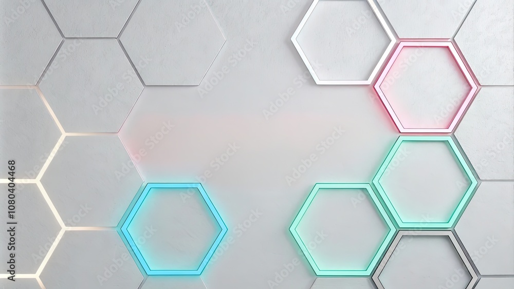 Naklejka premium minimalist neon hexagon background