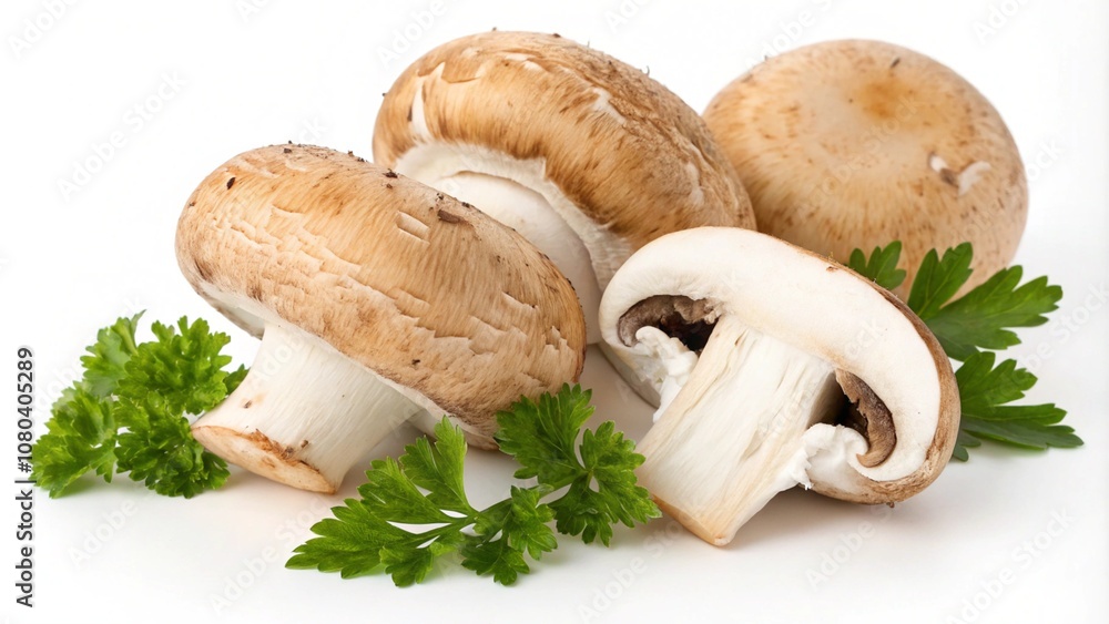 Mushrooms champignons isolated on white background Mushrooms champignons isolated on white background