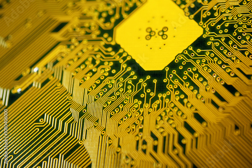 Computer motherboard. Details of a mainboard back