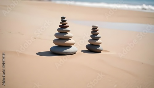 zen stones on the beach photo